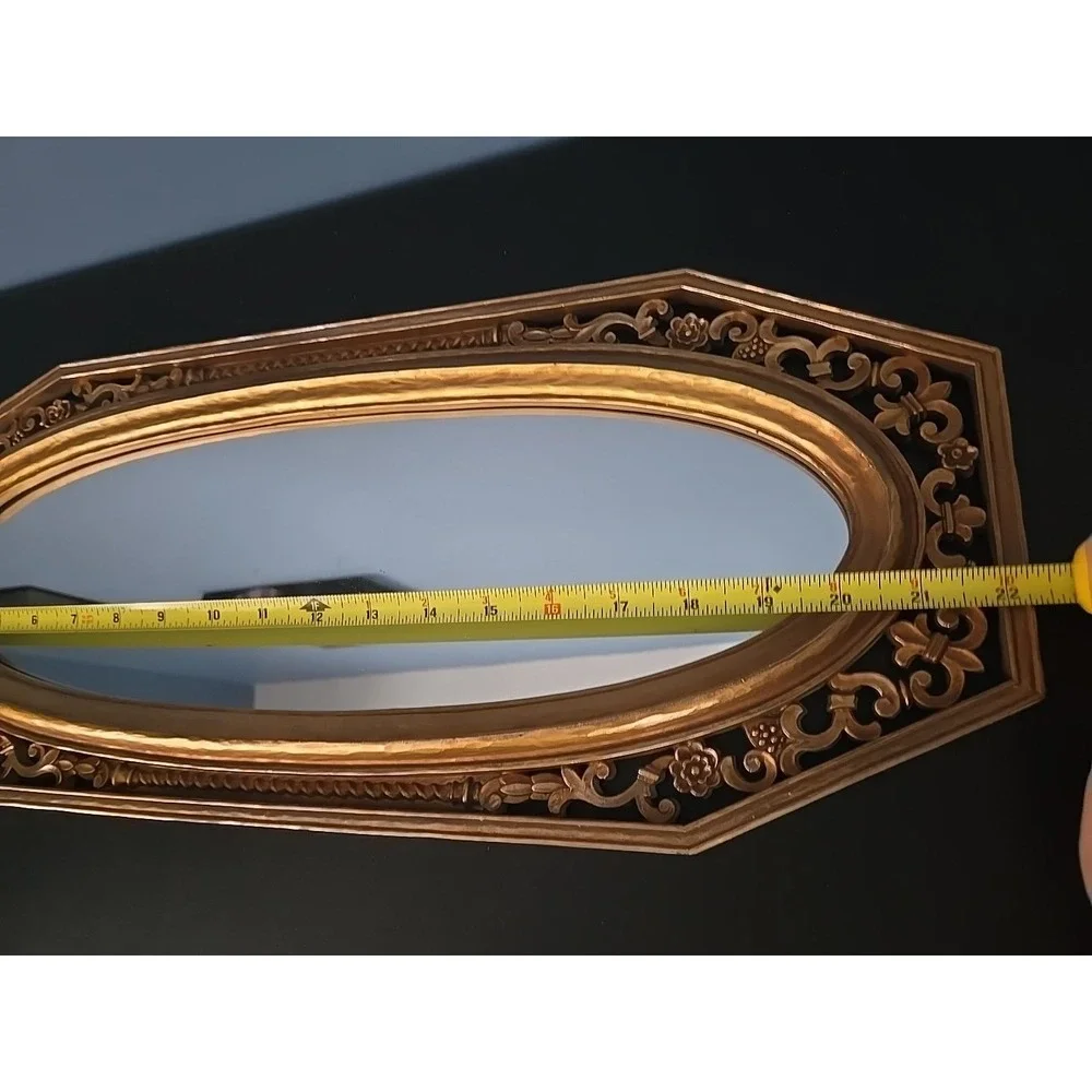 Vtg MCM Hollywood Regency Gold Octagon Wall Mirror Syroco Long Skinny Ornate '64